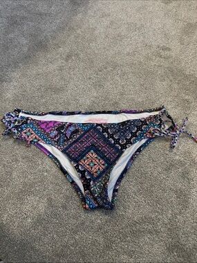 Victoria's Secret Multicolor Paisley Print Bikini Bottoms - Purple, Blue, Pink